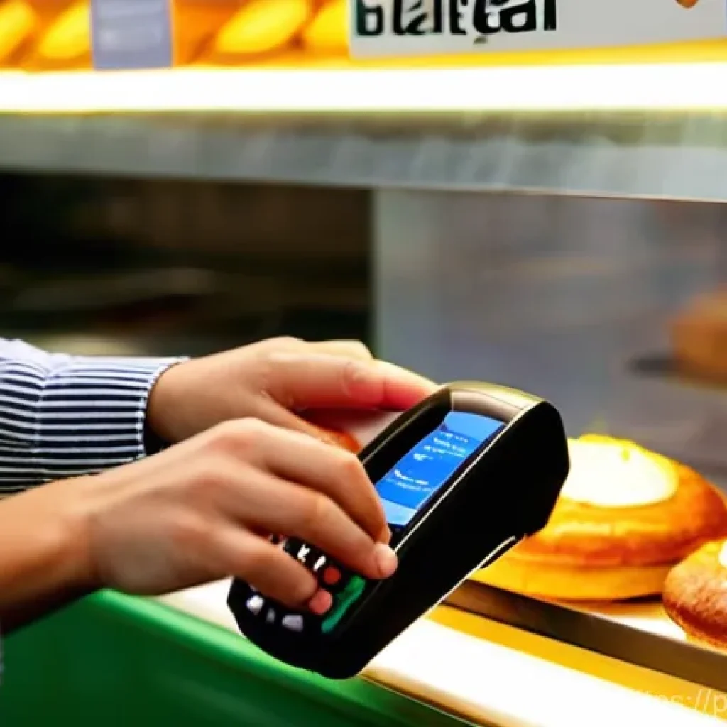 체크카드 사용 시 주의사항 - **Prompt:** A dynamic, close-up shot of a person's hands performing a contactless debit card payment...